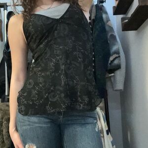 Elegant Black Patterned Camisole lingerie Top